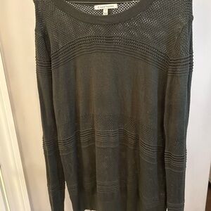 Women's Gray/Green Knit Long Sleeve Sweater